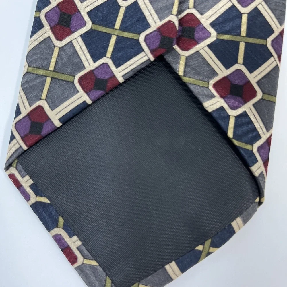 Mallory and Church Mens Tie  3.75 in W x L 58 in Silk Burgundy Black Green Tan